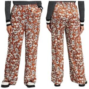 La Ligne Target NWT Floral Wide Leg Trousers Size XXS Elastic Pull-On Pant Brown